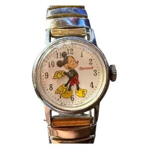 Vintage Ingersoll Mickey Mouse Watch Walt Disney Productions Mechanical